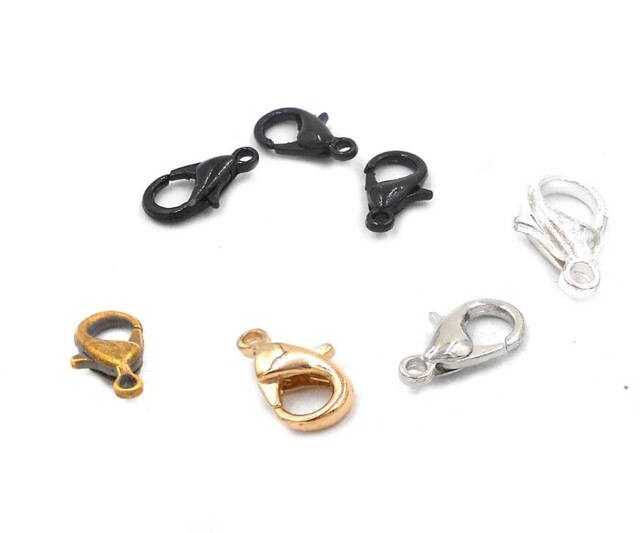 50 x 10mm Lobster Clasps Claw Jewellery Trigger Necklace Craft Making 3 Colours