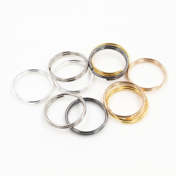 10 x 4mm SILVER Split Rings Keyring Craft Jewellery Charm Bracelet Necklace UK