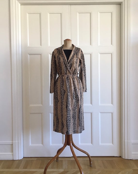 80s leopard secretary dress