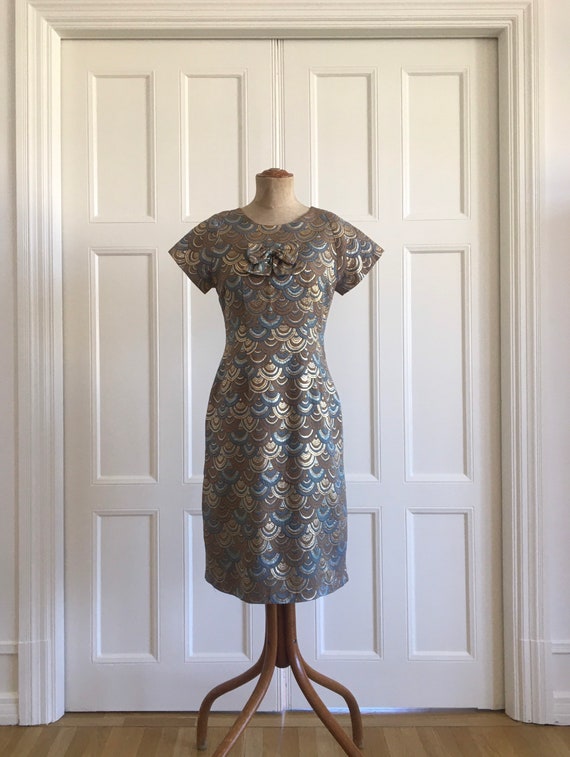 60s metallic cocktail dress