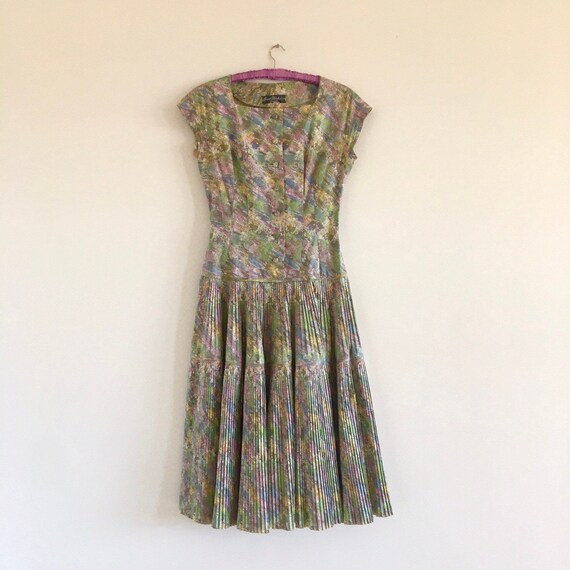 Perfect 40s dress / multicoloured pleated 40s dres