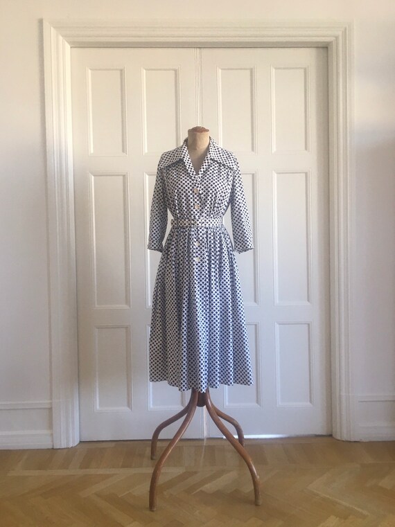 Plus size 50s polka dot day dress, shirt dress