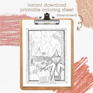 Hagrid&#39;s Hut COLORING SHEET - Instant Download Printable Literary Coloring Sheet