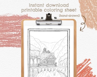 Rivendell COLORING SHEET - Instant Download Printable Literary Coloring Sheet