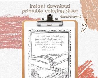 Página para colorear con cita de George MacDonald – Arte literario imprimible (Descarga digital)