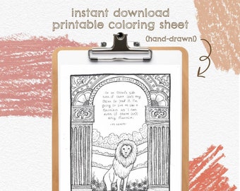 Aslan's Side COLORING SHEET - Instant Download Printable Literary Coloring Sheet