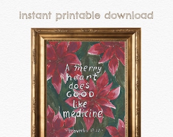 Merry Heart DIGITAL DOWNLOAD - Literary Art Print - Christmas Decor