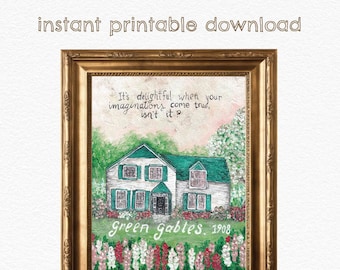 Anne of Green Gables Art Print – Literary Cottage (Digital Download)
