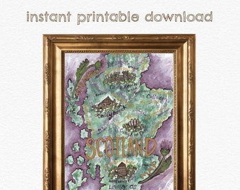 Map of Scotland - Outlander - DIGITAL DOWNLOAD - Literary Art Print