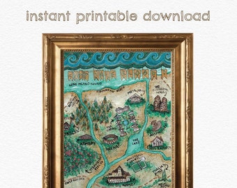 Map of Camp Halfblood DIGITAL DOWNLOAD - Literary Art Print