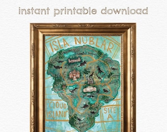 Isla Nublar Map DIGITAL DOWNLOAD - Literary Art Print