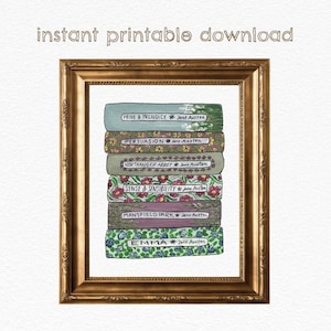 Jane Austen Book Stack DIGITAL DOWNLOAD - Literary Art Print