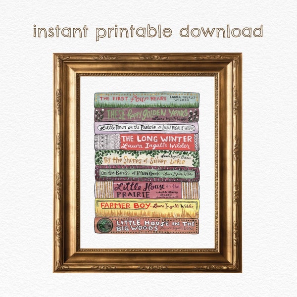 Little House Bookstack DIGITAL DOWNLOAD - Literary Art Print