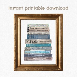 Edith Wharton Book Stack DIGITAL DOWNLOAD - Literary Art Print
