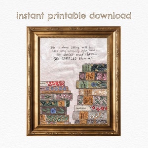 She Doesn&#39;t Read Books, She Gobbles Them Up DIGITAL DOWNLOAD - A Little Princess Literary Art Print