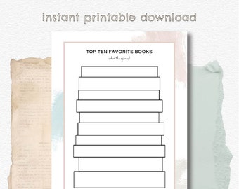 Favorite Books Stack - Instant Printable Download