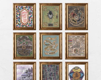 Boy Wizard Set 1 - Instant Gallery Wall - Downloadable Art - Set of 9