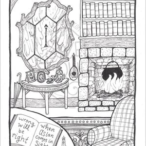 Tumnus's Study COLORING SHEET Instant Download Printable Literary Coloring Sheet image 2