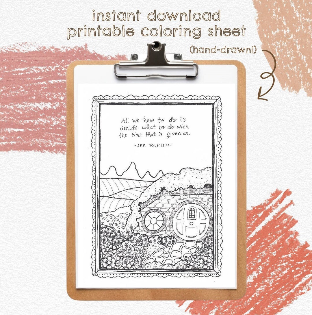 Hobbit Hole COLORING SHEET Instant Download Printable Literary Coloring ...
