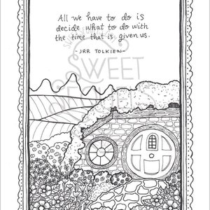 Hobbit Hole COLORING SHEET Instant Download Printable Literary Coloring ...