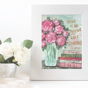 No Enjoyment Like Reading DIGITAL DOWNLOAD Literary Art Print Pride and Prejudice image 2