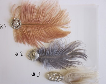 1920er Jahre Straußenfeder Haarspange, Art Deco Haarspange