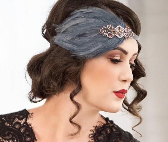 Great Gatsby Headband 1920s Rose Gold Headpiece Downton Etsy