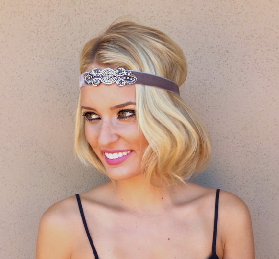 1920s Flapper Dress Hair Accessories Silver Headpiece Rose Etsy