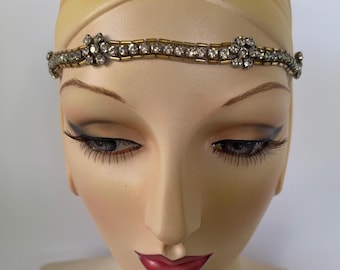 Vintage Gold Crystal Headband Art Deco Rhinestone Hair Jewelry Amazon.com: CAKURE 1920s Crystal Cap Headpiece Flapper Cap  main image 3