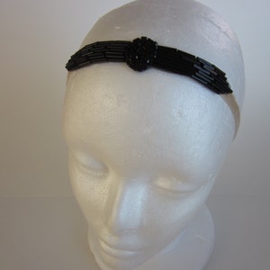 BLACK FLAPPER Hair Accessories, Great Gatsby headpiece, Black beaded headpiece, Art Deco dress sash, Gatsby prom headband, 1920s Fascinator