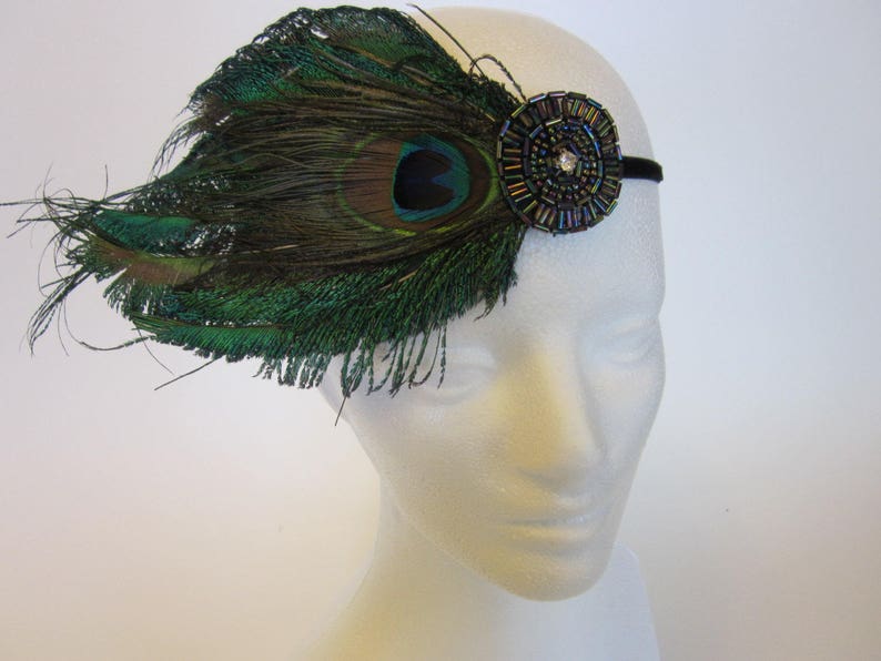 BLUE PEACOCK Headpiece Great Gatsby Blue Fascinator Etsy UK
