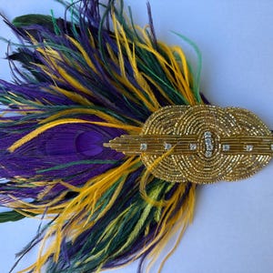 Mardi Gras Majesty Beaded Loop Fascinator Mardi Gras Light-Up Feather Fascinator Headband Festive LED  main image 4