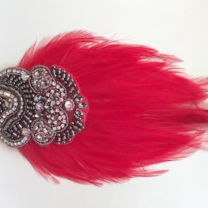 Rotes 1920er Jahre Haarband rotes tolles Gatsby Haarband, Neujahr Weihnachten Haarband, Flapper Dress Kopfschmuck, Silvester 1920er Jahre Party mit Strasssteinen