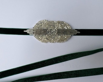 Silver Gatsby headband, silver flapper headpiece, beaded dress 1920s  Art Deco style headpiece gold vintage flapper dress gray black flapper
