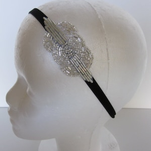 Silver Art Deco headband, Gold Great Gatsby headpiece, Blue Green 1920s Flapper hair accessories, Black Bronze bridal fascinator wedding