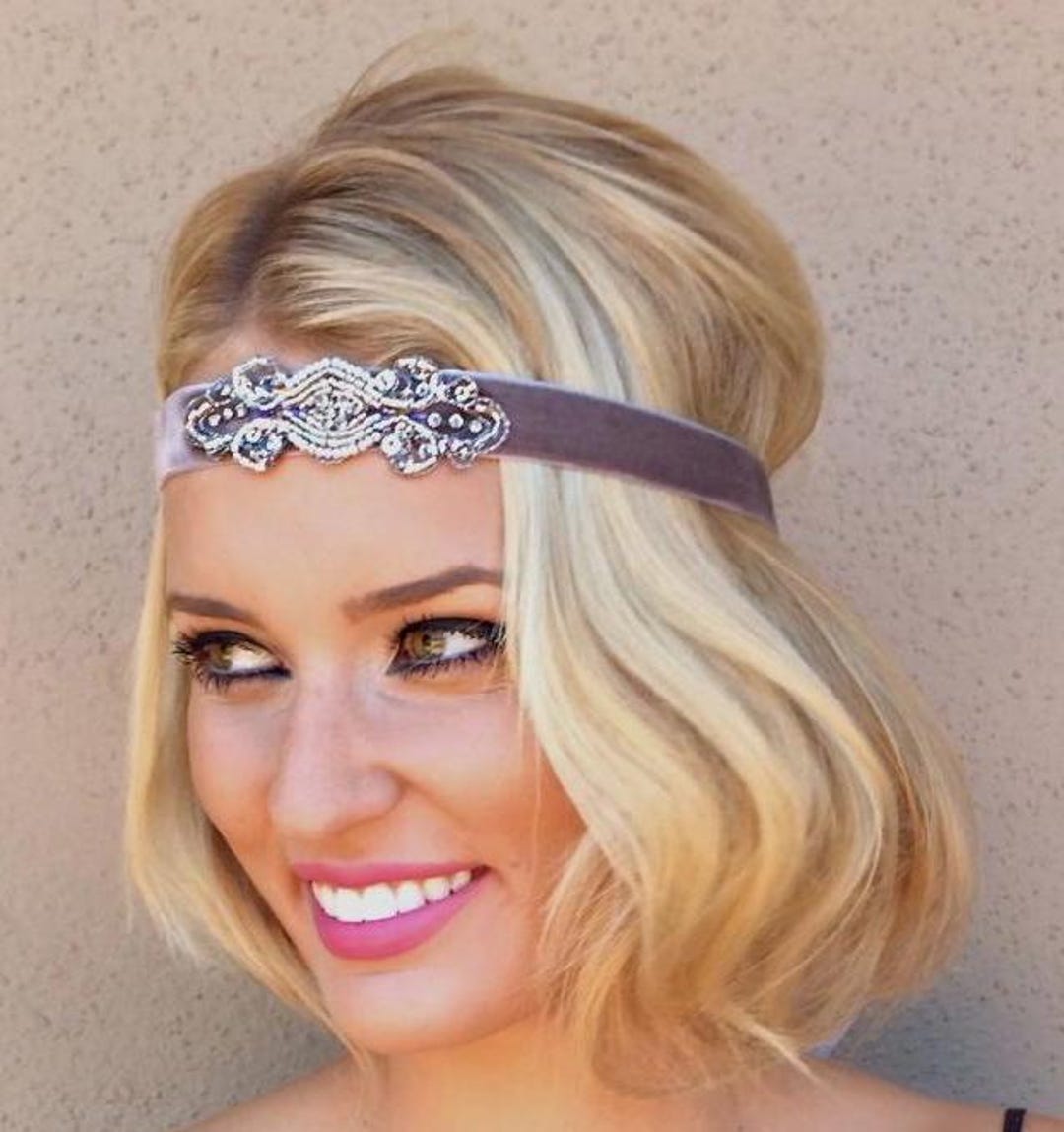 Generse Fasce per capelli con nappe e piume di cristallo, accessorio per capelli da donna, stile Grande Gatsby, 1 pezzo (bianco