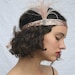 Rose Gold Headband, Blush Great Gatsby headpiece, 1920s Blush Champagne Ostrich Feathers Fascinator, Flapper hair accessory, Silver sequins