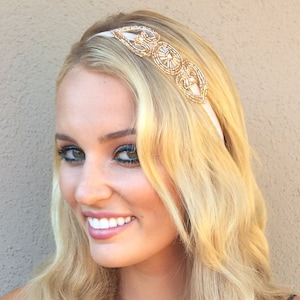 Great gatsby headbands, champagne Headband, Flapper Headband, 1920s Dress headpiece, flapper headband, Art Deco headband, silver Fascinator