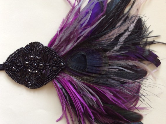 FLAPPER HEADDRESS Purple Feather 