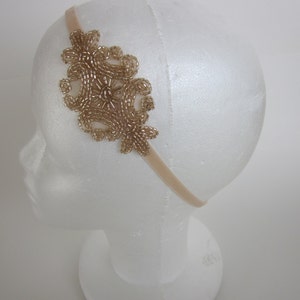 Champagne headband, Silver Great Gatsby Headpiece, Gray 1920s flapper hair accessories black beaded dress accessory fascinator bronze copper