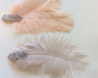 1920er Jahre Straußenfeder Haarspange: Art Deco Schmuck-Haarspangen
