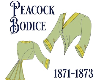 E- Pattern: Peacock Bodice, 1871-1873 (sizes 32-42)