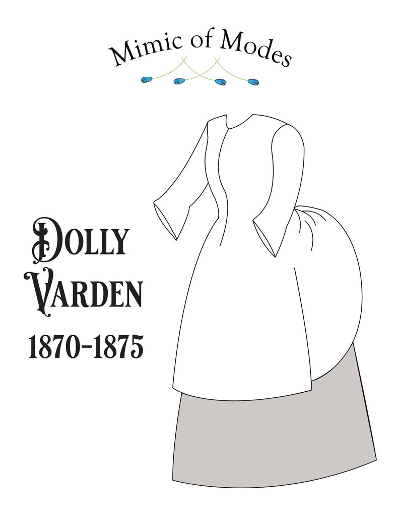 A black and white drawing of a knee-length dress over a grey petticoat.