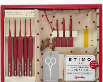 Tulip Etimo Red Crochet Hook Set, Ergonomic Cushion Grip