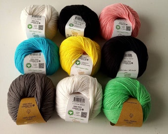 Gazzal Organic Baby Cotton Knitting Yarn| Amigurumi Toy Cotton Yarn 50gr.| Soft Organic Cotton Yarn| Punch Yarn
