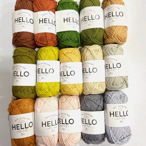 Hello Dk Cotton Yarn 100 % Natural Cotton Punch And Amigurumi Yarn 25 / 50 Grams 60 Colors Oeko-tex Certified Catalog No 2
