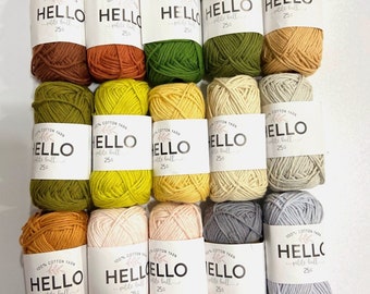 HelloDK Cotton Yarn, 100% Natural, Oeko-tex Certified, 25/50 grams No2