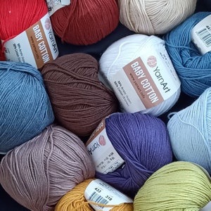 YarnArt Baby Cotton Yarn, Amigurumi Cotton Yarn, Soft Cotton Yarn, Acrylic Yarn, Cotton Baby Yarn 50gr.