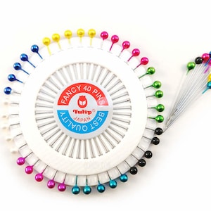 Craft Pin Wheel 40 Pins Ball Shaped Pin Heads Sewing Needles / Quilting Pins hook for Dressmaking Needle for Sewing Machines / Scarf Needle