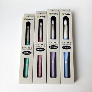 Set di 4 Tulip ETIMO GrandHook / Uncinetto grande con impugnatura ammortizzata. 8,0 mm - 10,0 mm - 12,0 mm - 15,0 mm